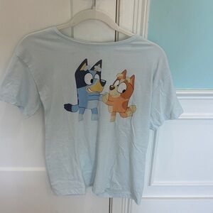 Target Light Blue Kids Tee with Blue and Orange Cartoon Dogs